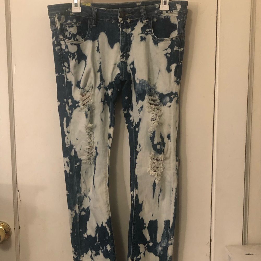 Bleach denim skinny stretch jeans sz 11